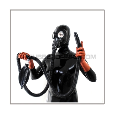 Inhalersystem SMELL-ONE with foot-pump, aroma-bottle, rebreathing bag and tube-set with t-joint and gasmask-connector-thread